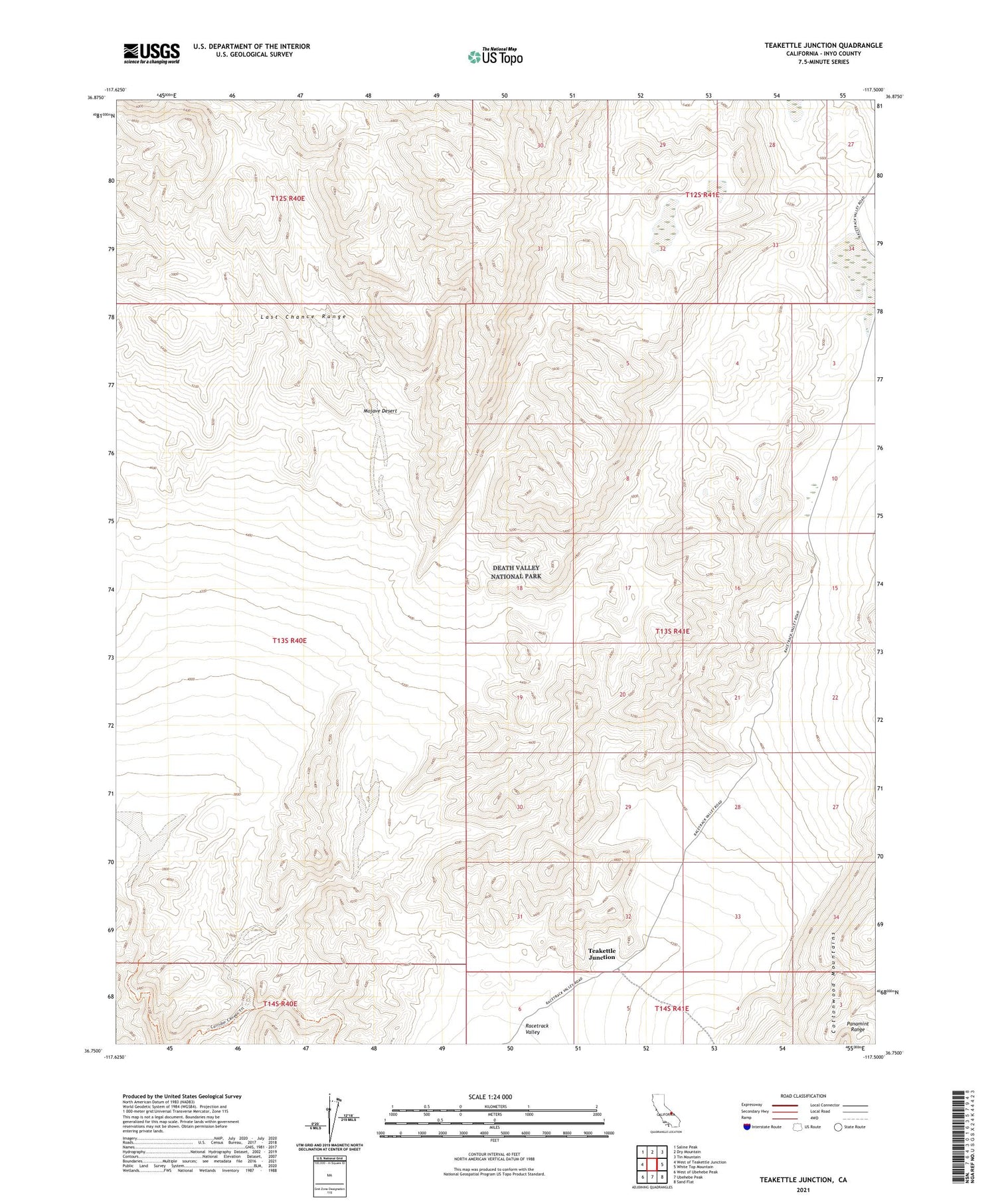 Teakettle Junction California US Topo Map Image