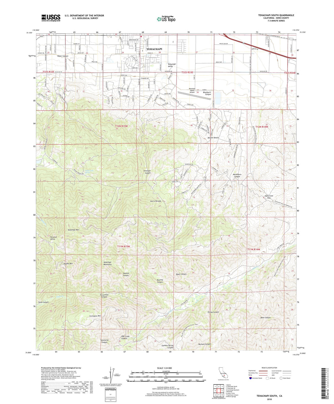 Tehachapi South California US Topo Map – MyTopo Map Store