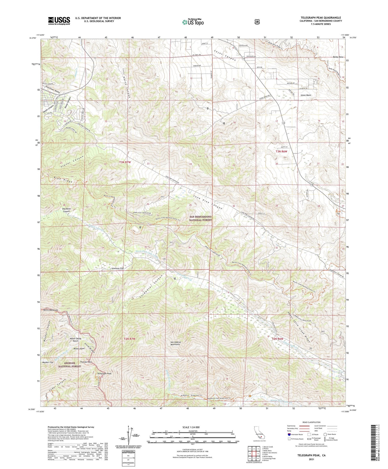 Telegraph Peak California US Topo Map Image