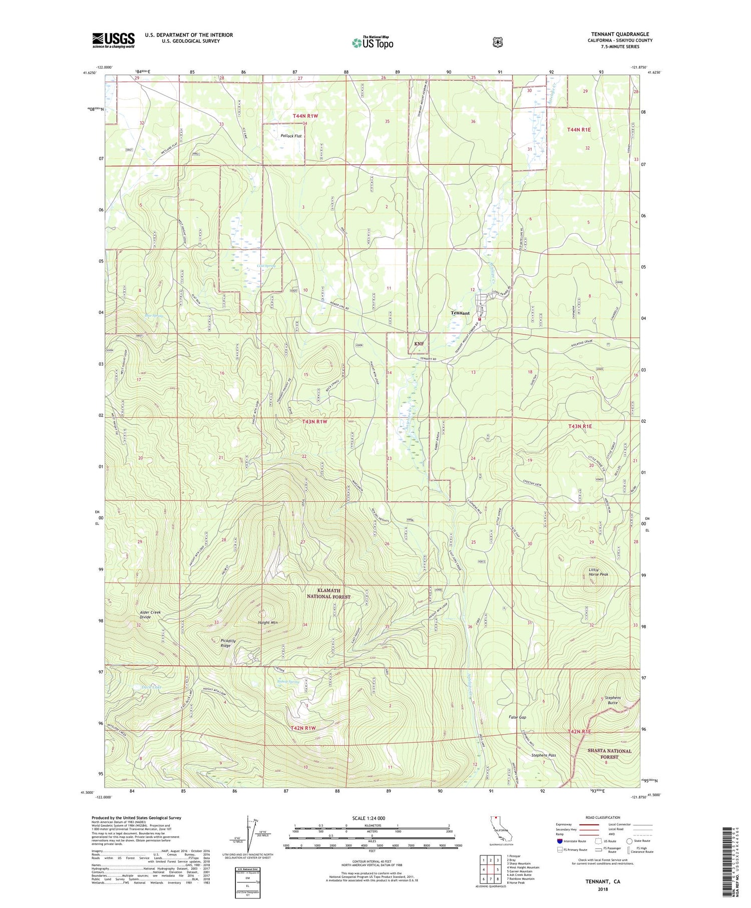 Tennant California US Topo Map Image