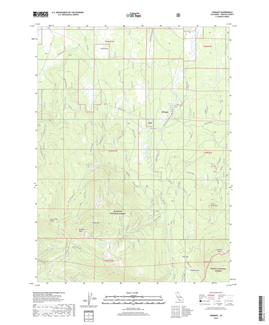 Tennant California US Topo Map Image
