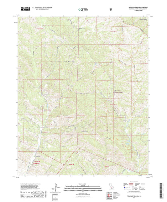 Tepusquet Canyon California US Topo Map Image