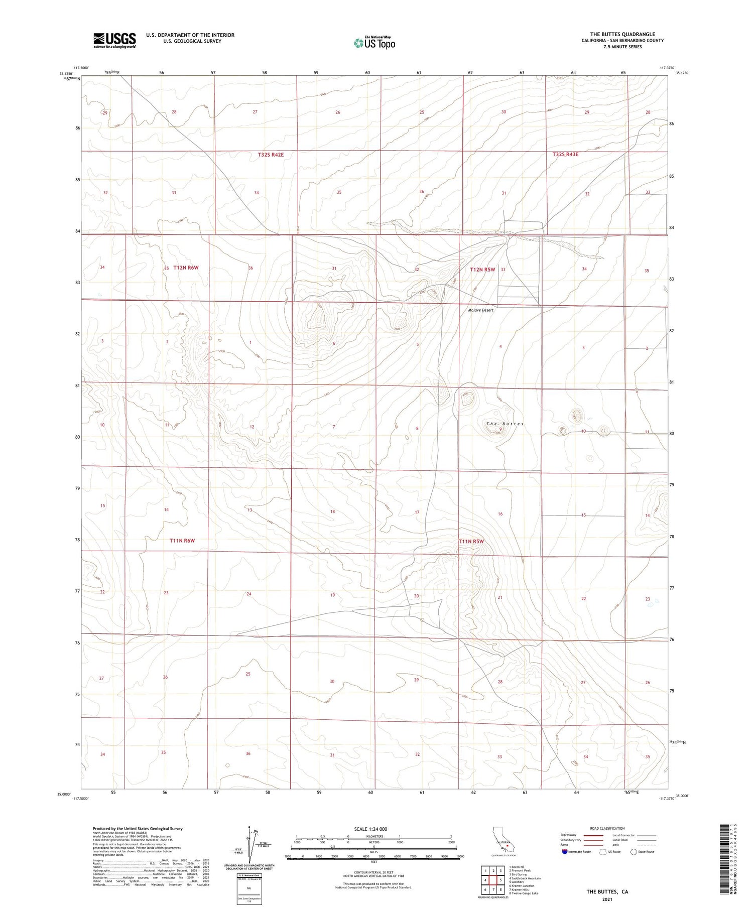 The Buttes California US Topo Map Image