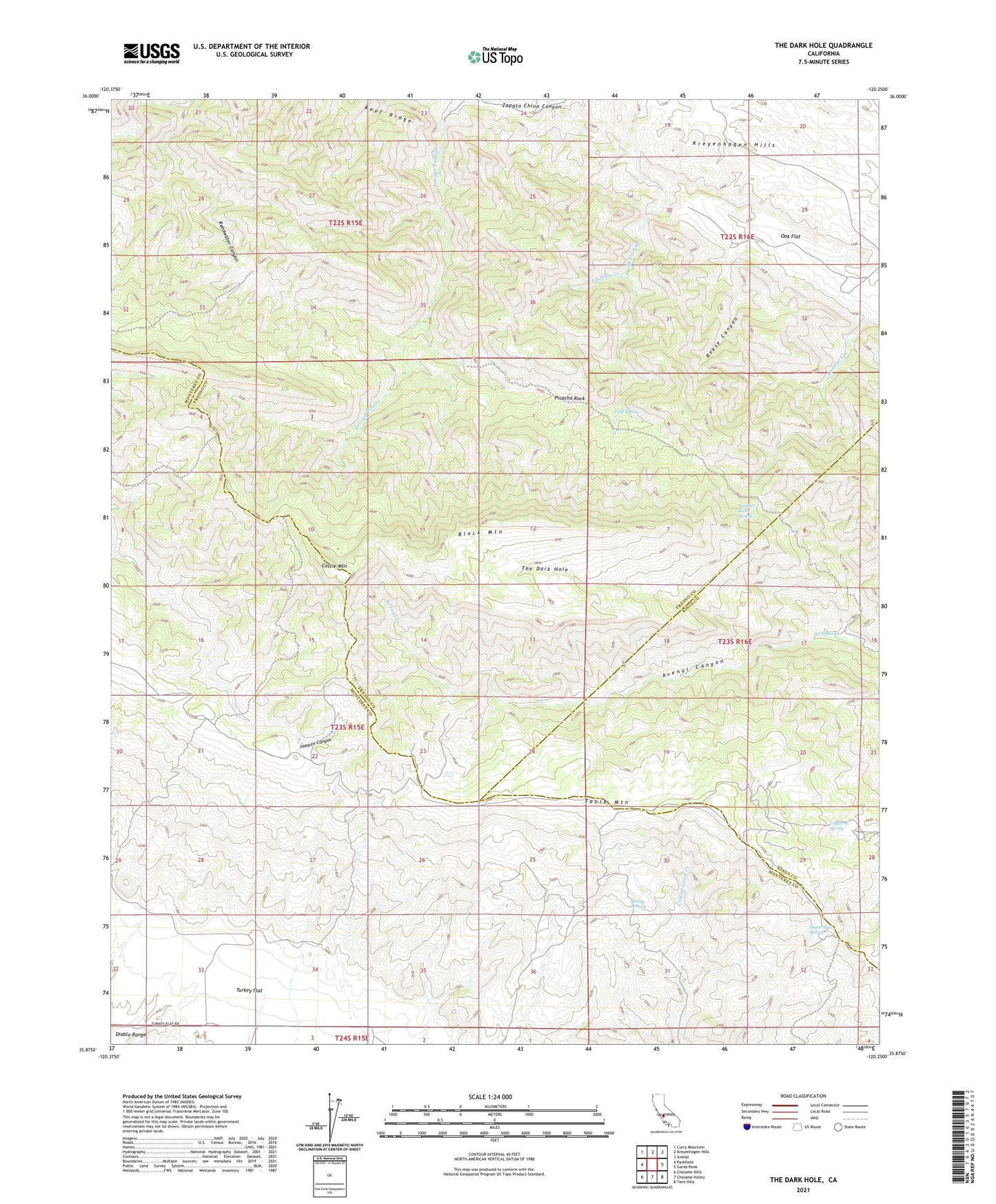 The Dark Hole California US Topo Map Image