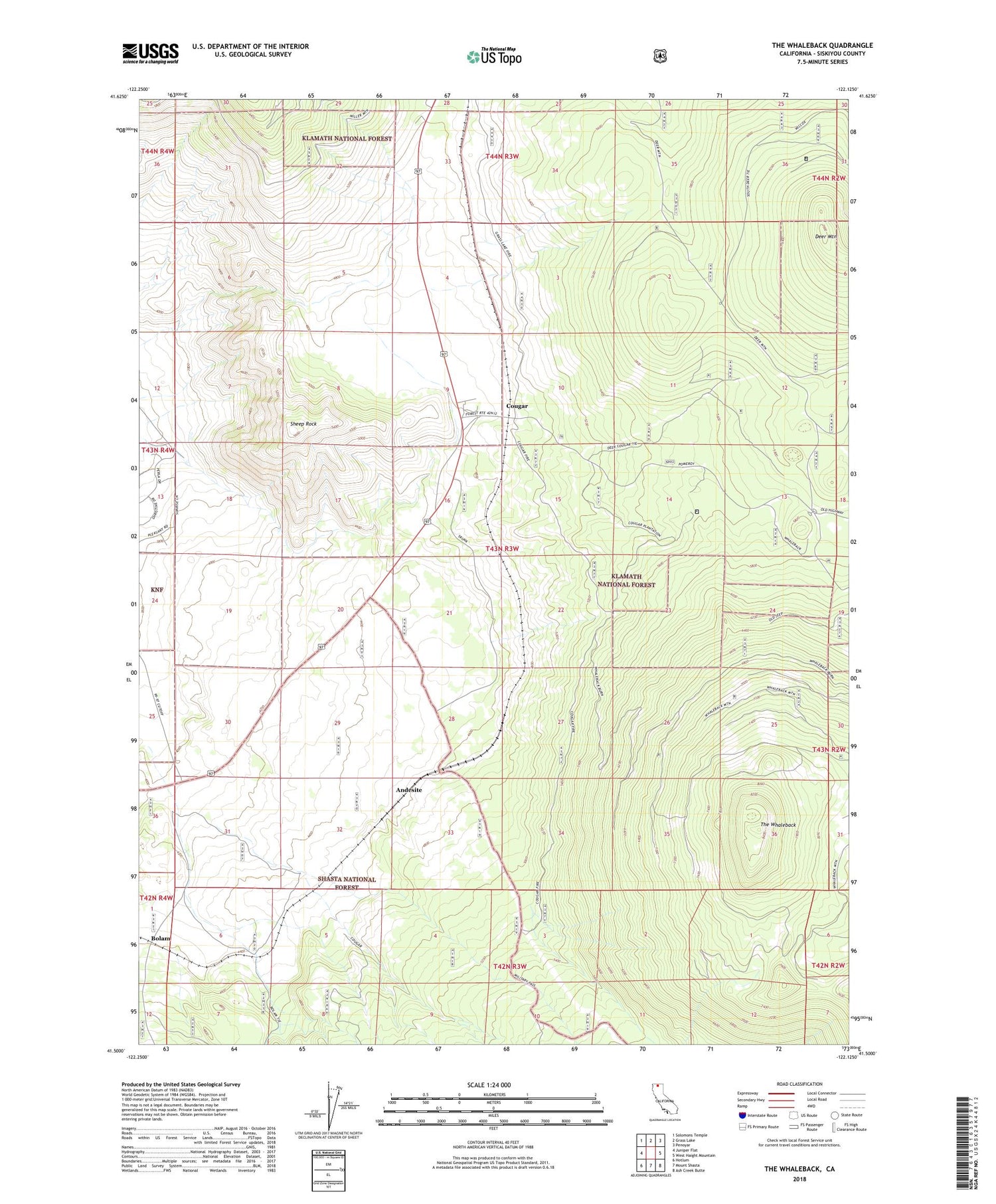 The Whaleback California US Topo Map Image