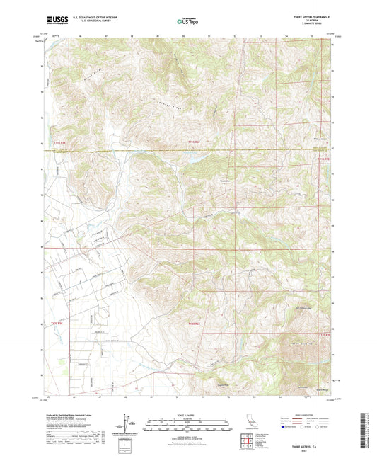Three Sisters California US Topo Map Image