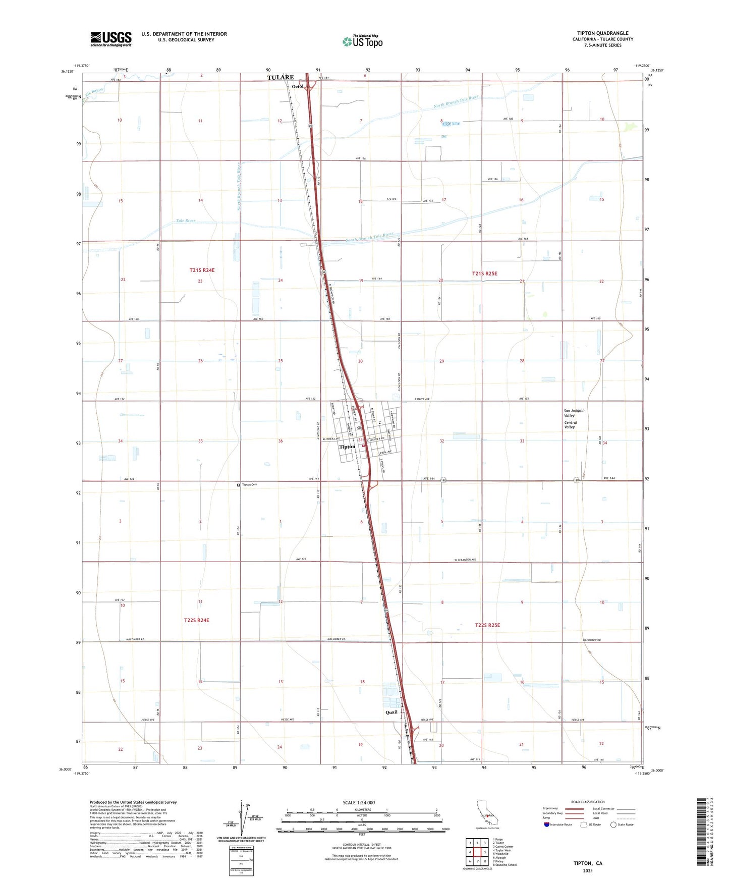 Tipton California US Topo Map Image