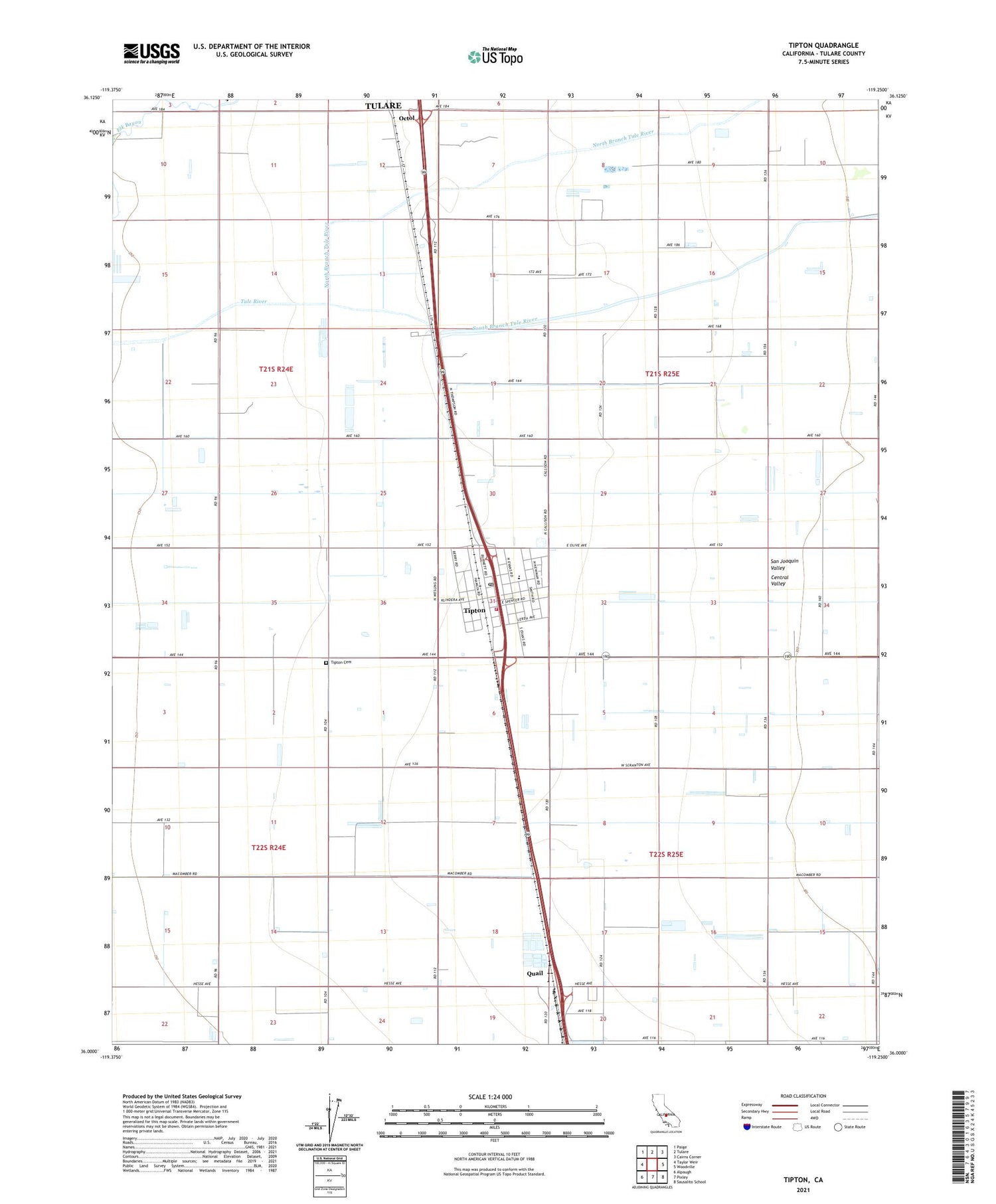 Tipton California US Topo Map Image