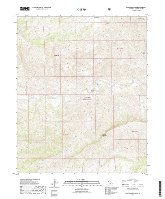 Topatopa Mountains California US Topo Map Image