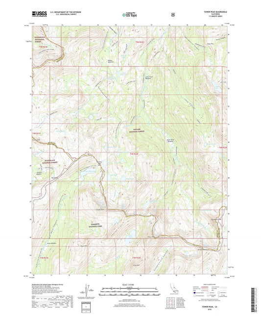 Tower Peak California US Topo Map Image