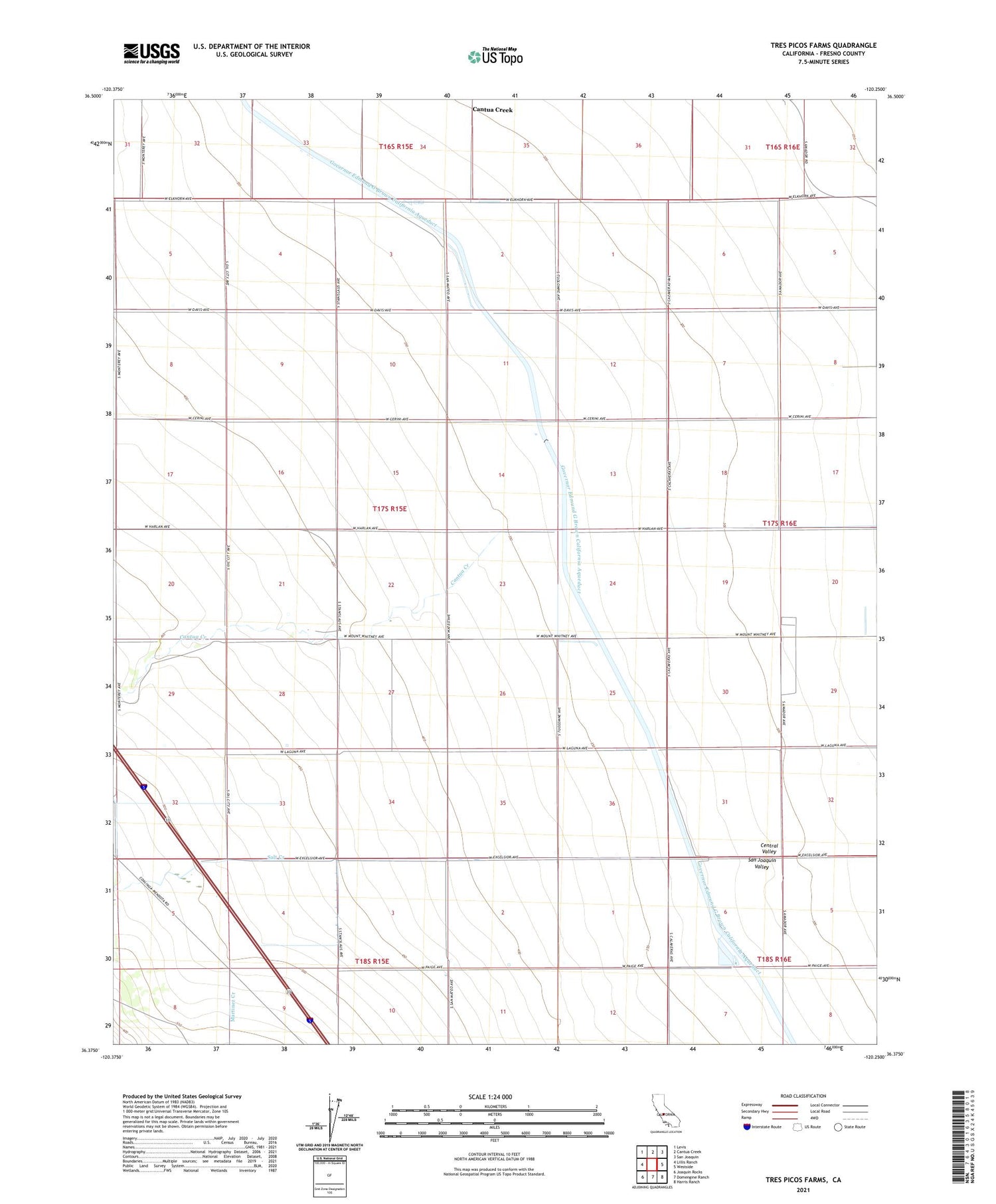 Tres Picos Farms California US Topo Map Image