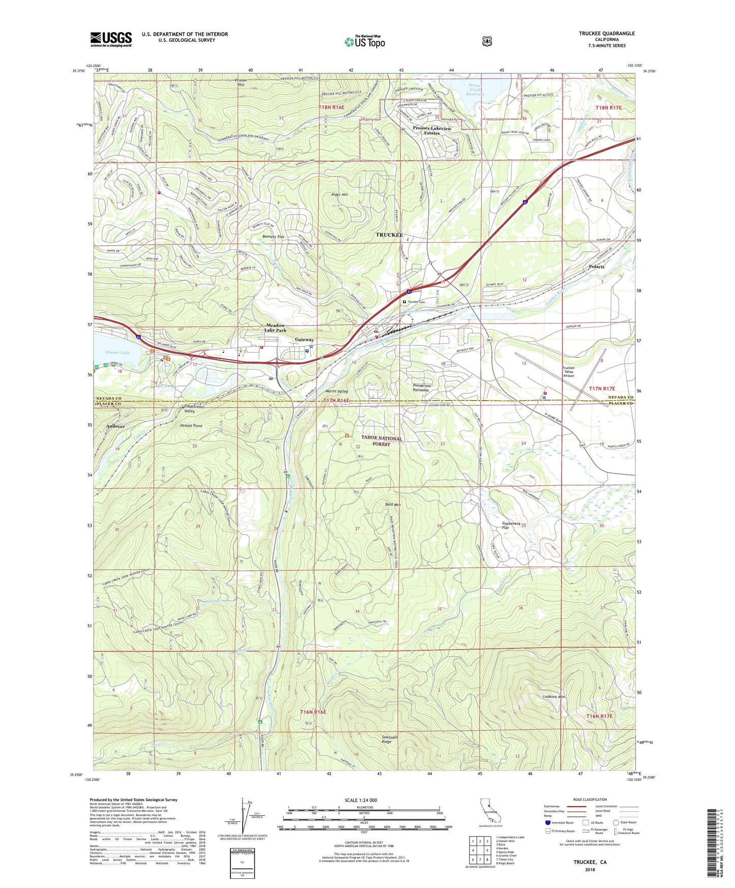 Truckee California US Topo Map Image