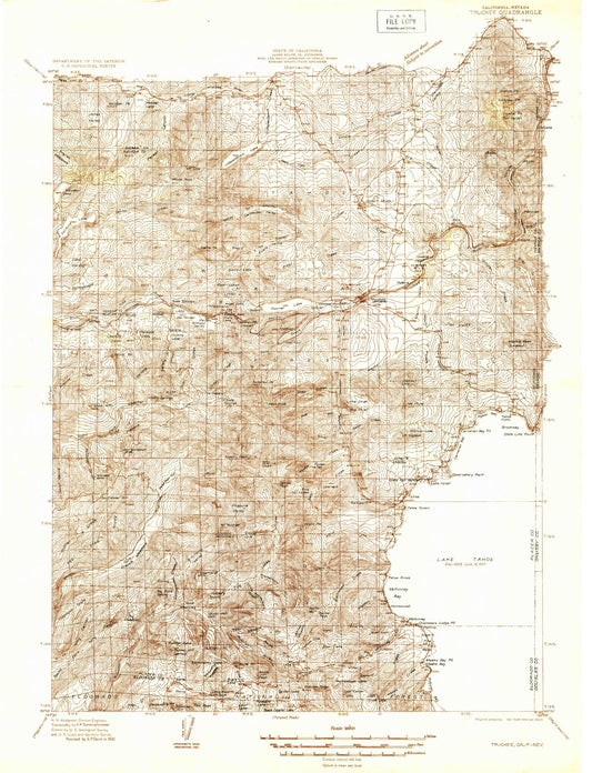 Historic 1932 Truckee California 30'x30' Topo Map Image