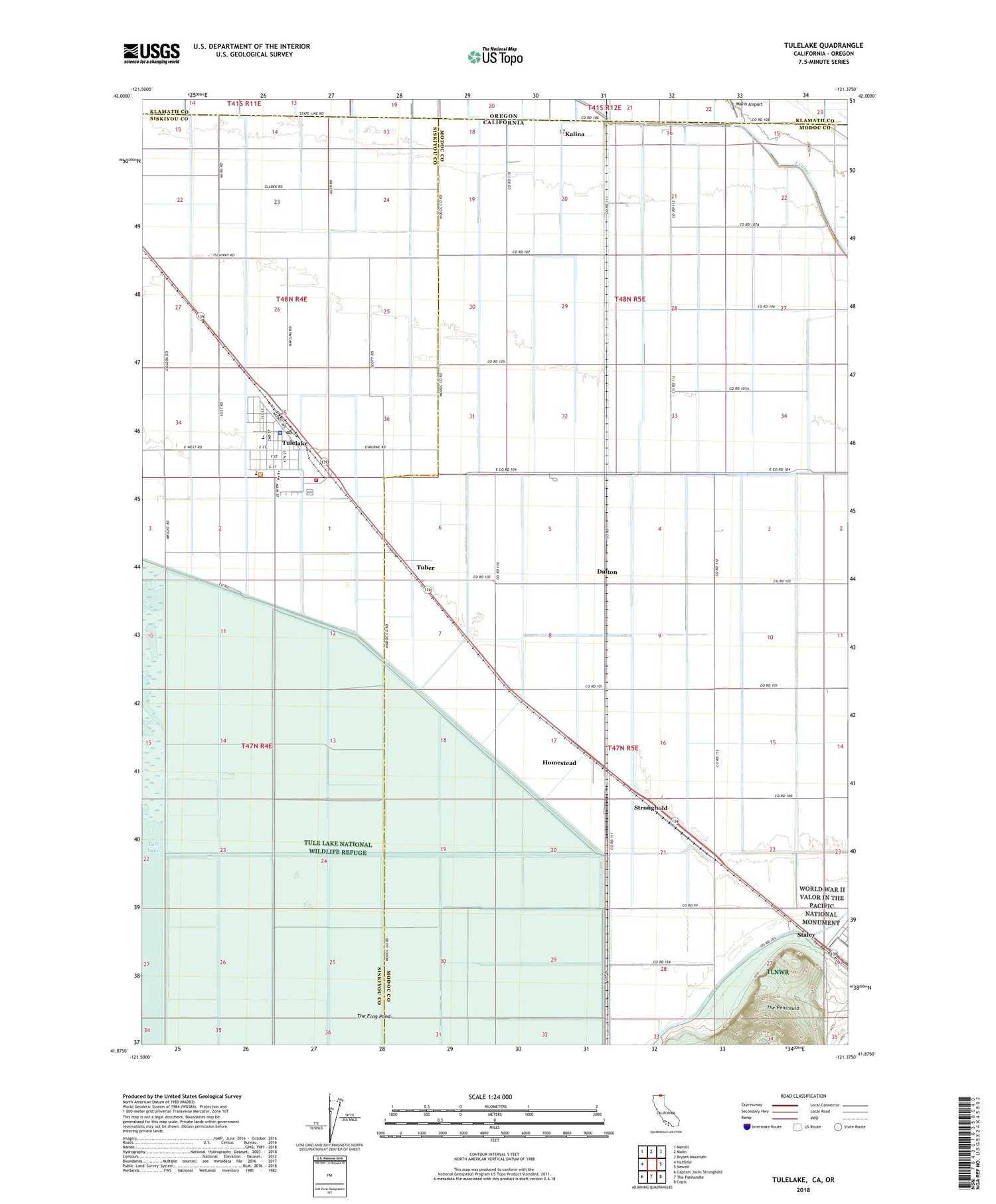 Tulelake California US Topo Map Image
