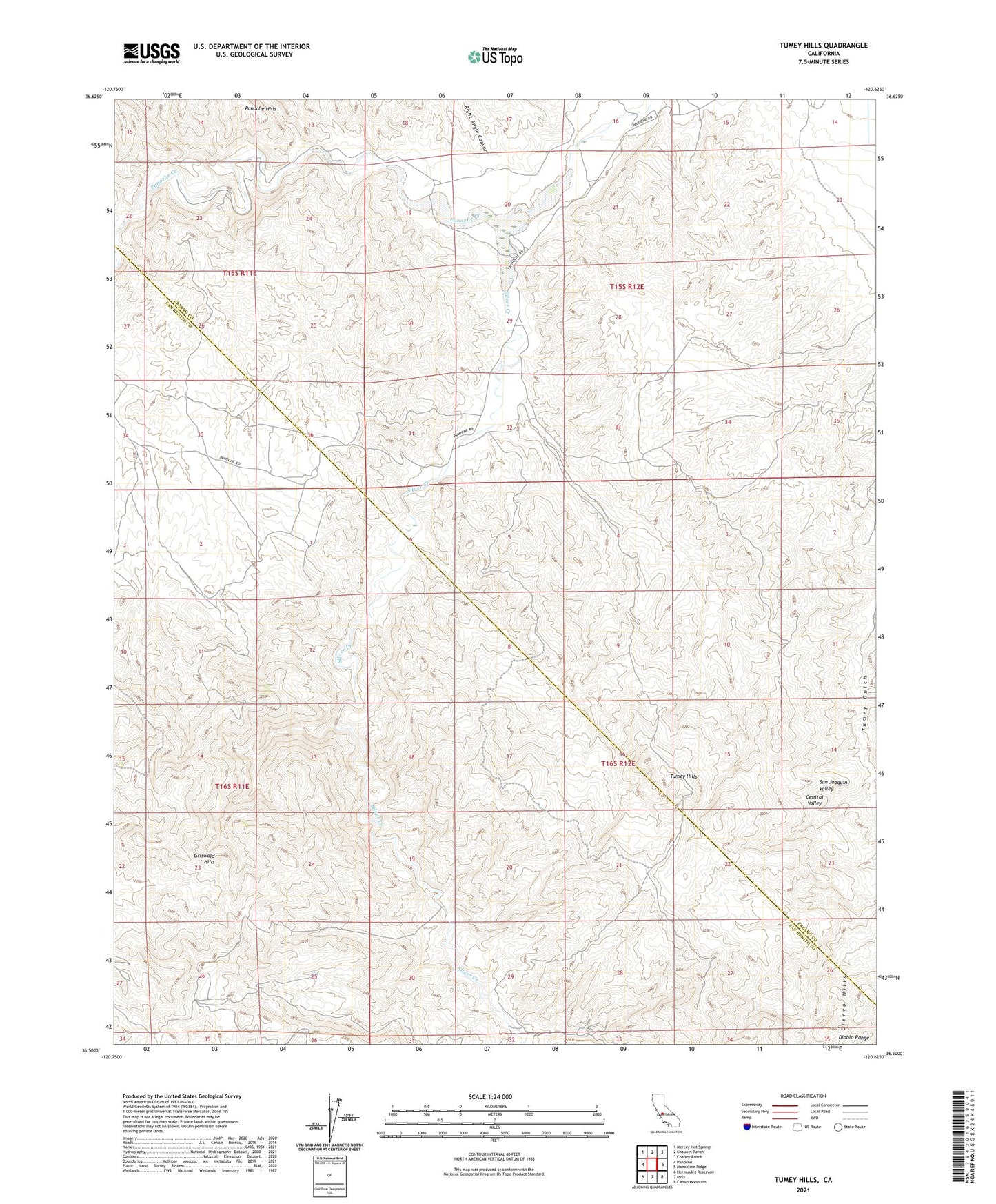 Tumey Hills California US Topo Map Image