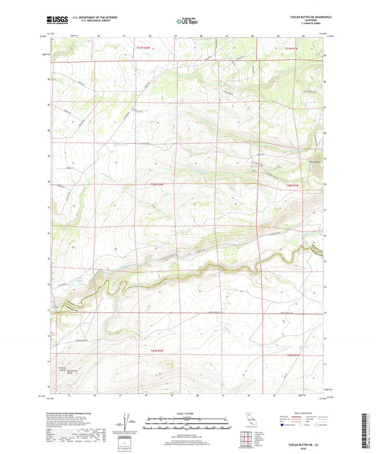Tuscan Buttes NE California US Topo Map Image
