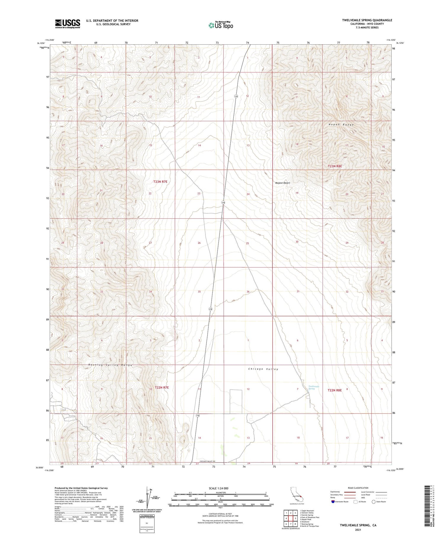 Twelvemile Spring California US Topo Map Image