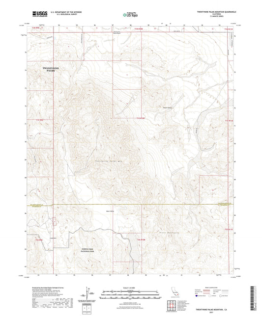 Twentynine Palms Mountain California US Topo Map Image