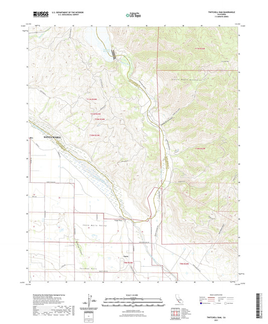 Twitchell Dam California US Topo Map Image