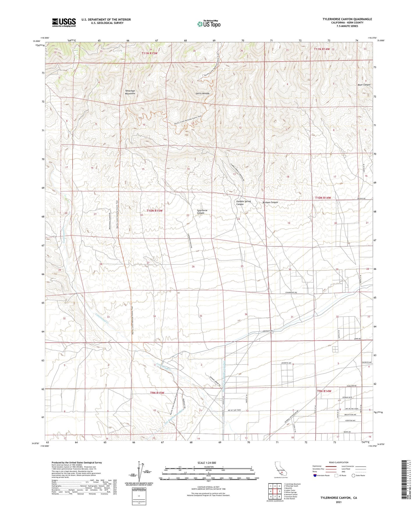 Tylerhorse Canyon California US Topo Map Image