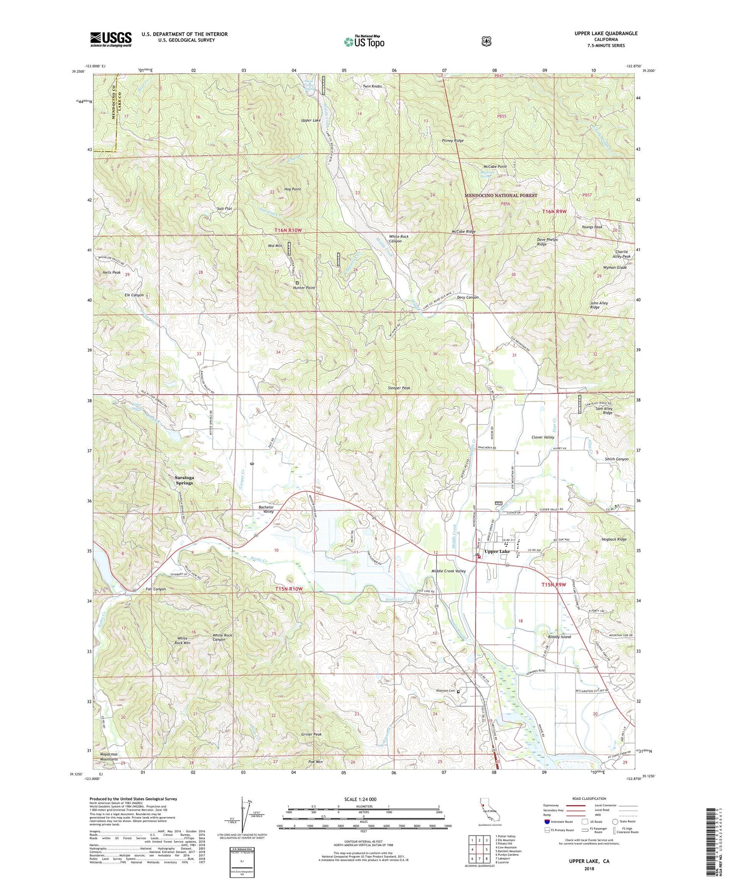 Upper Lake California US Topo Map Image