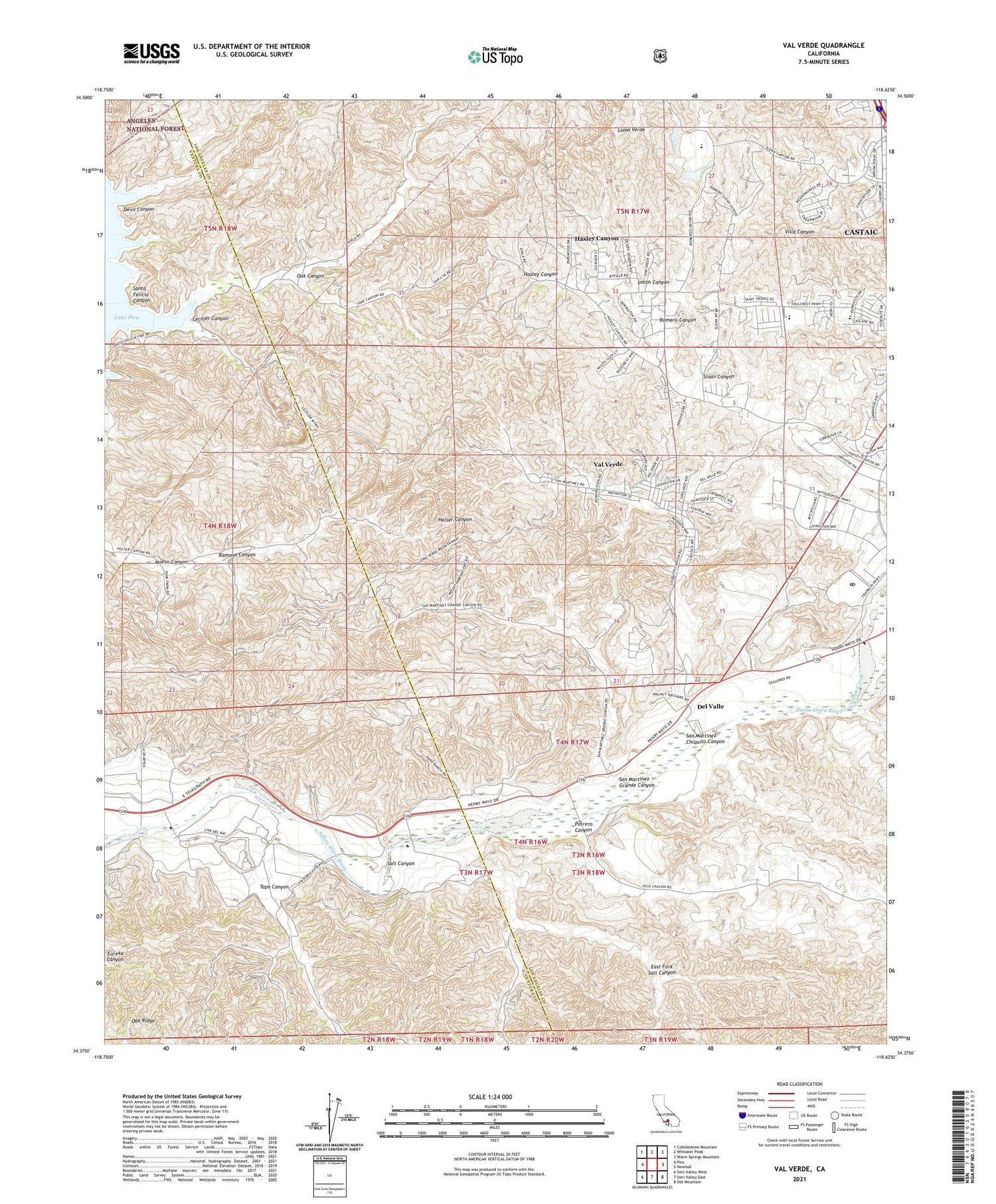 Val Verde California US Topo Map Image