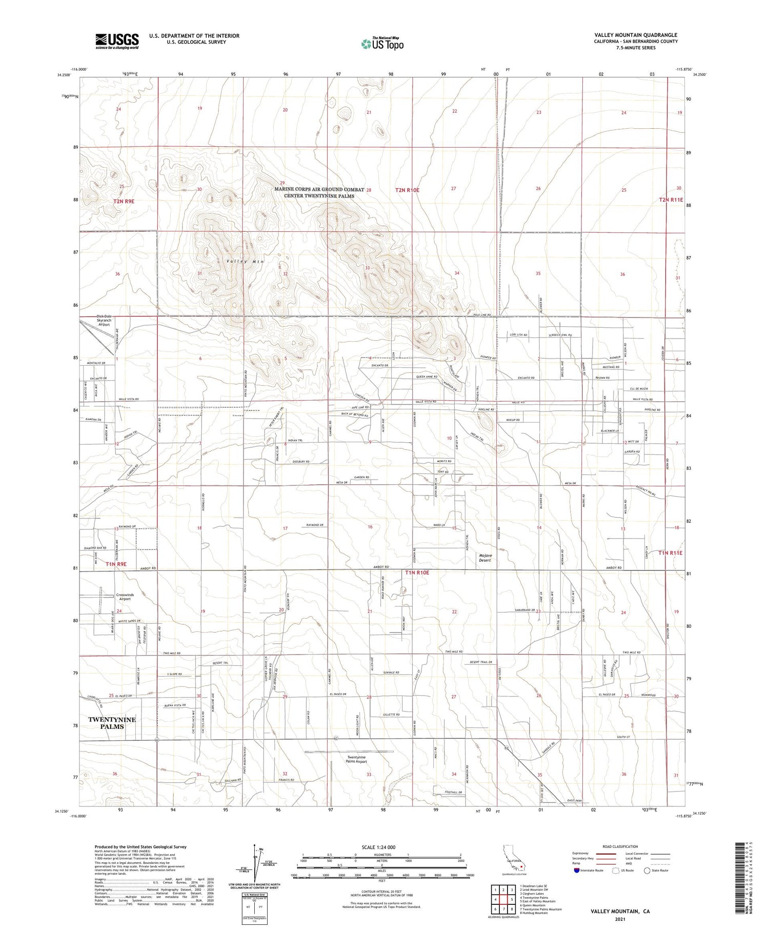 Valley Mountain California US Topo Map Image