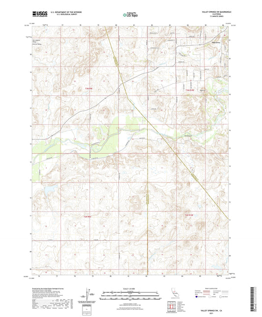 Valley Springs SW California US Topo Map Image