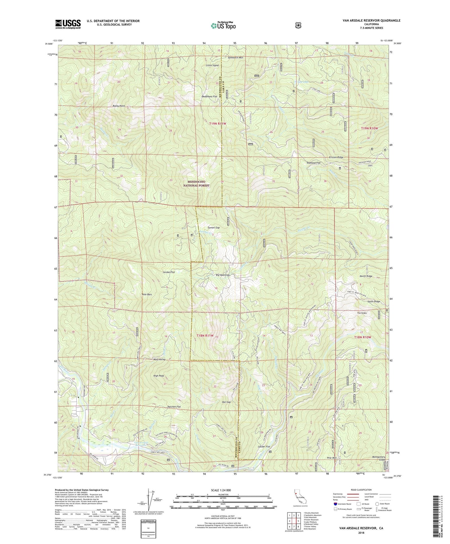 Van Arsdale Reservoir California US Topo Map Image