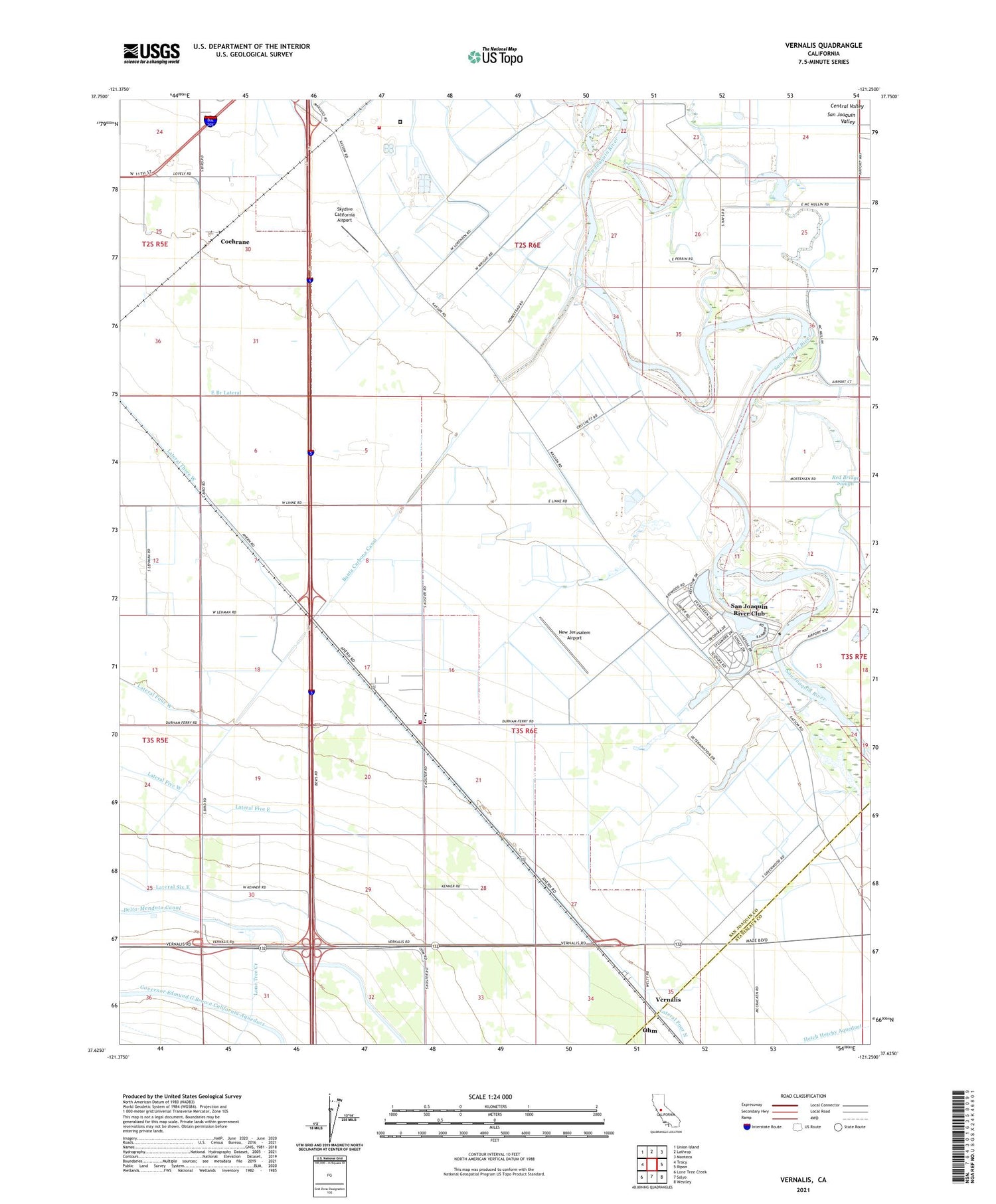 Vernalis California US Topo Map Image