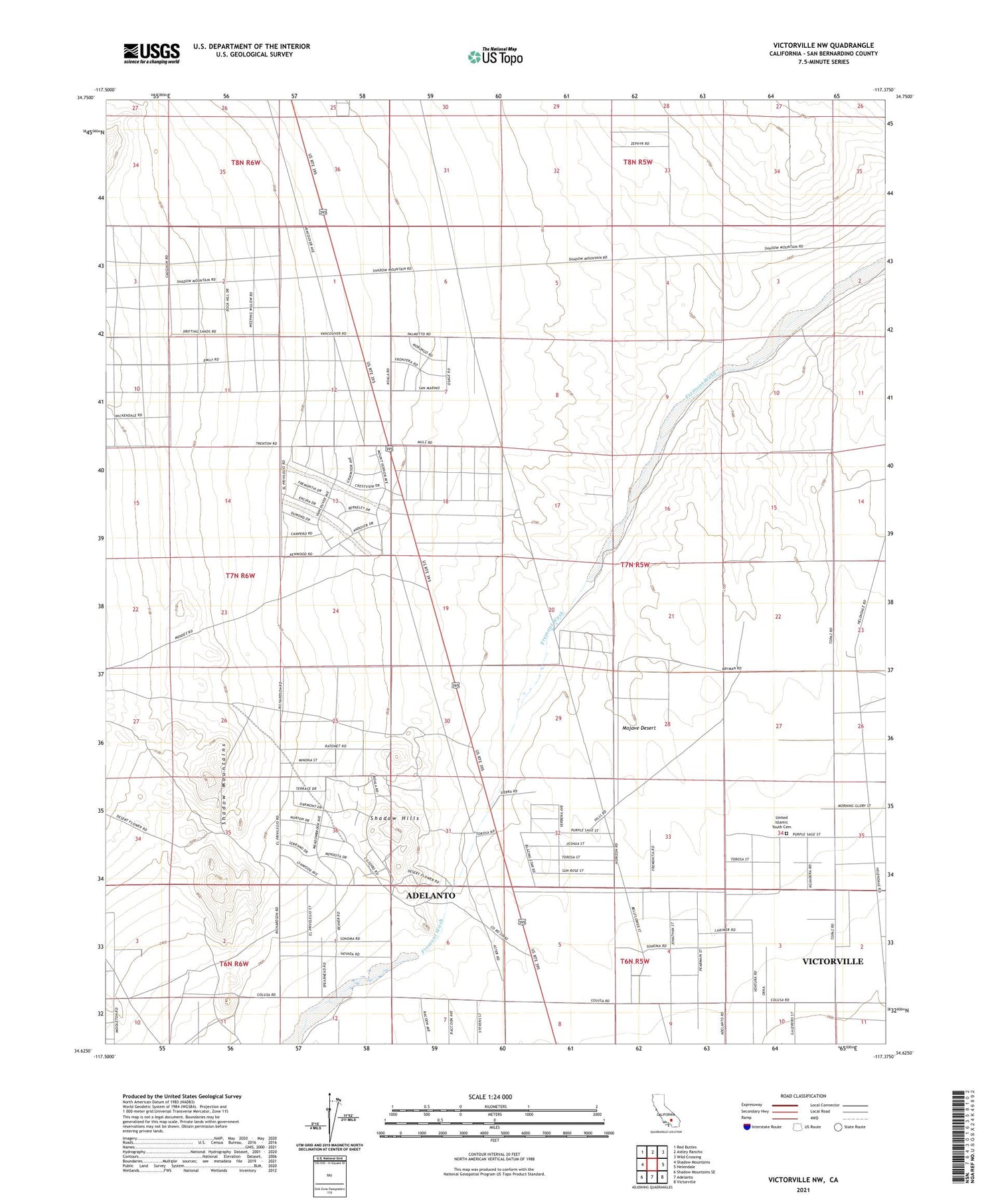 Victorville NW California US Topo Map Image