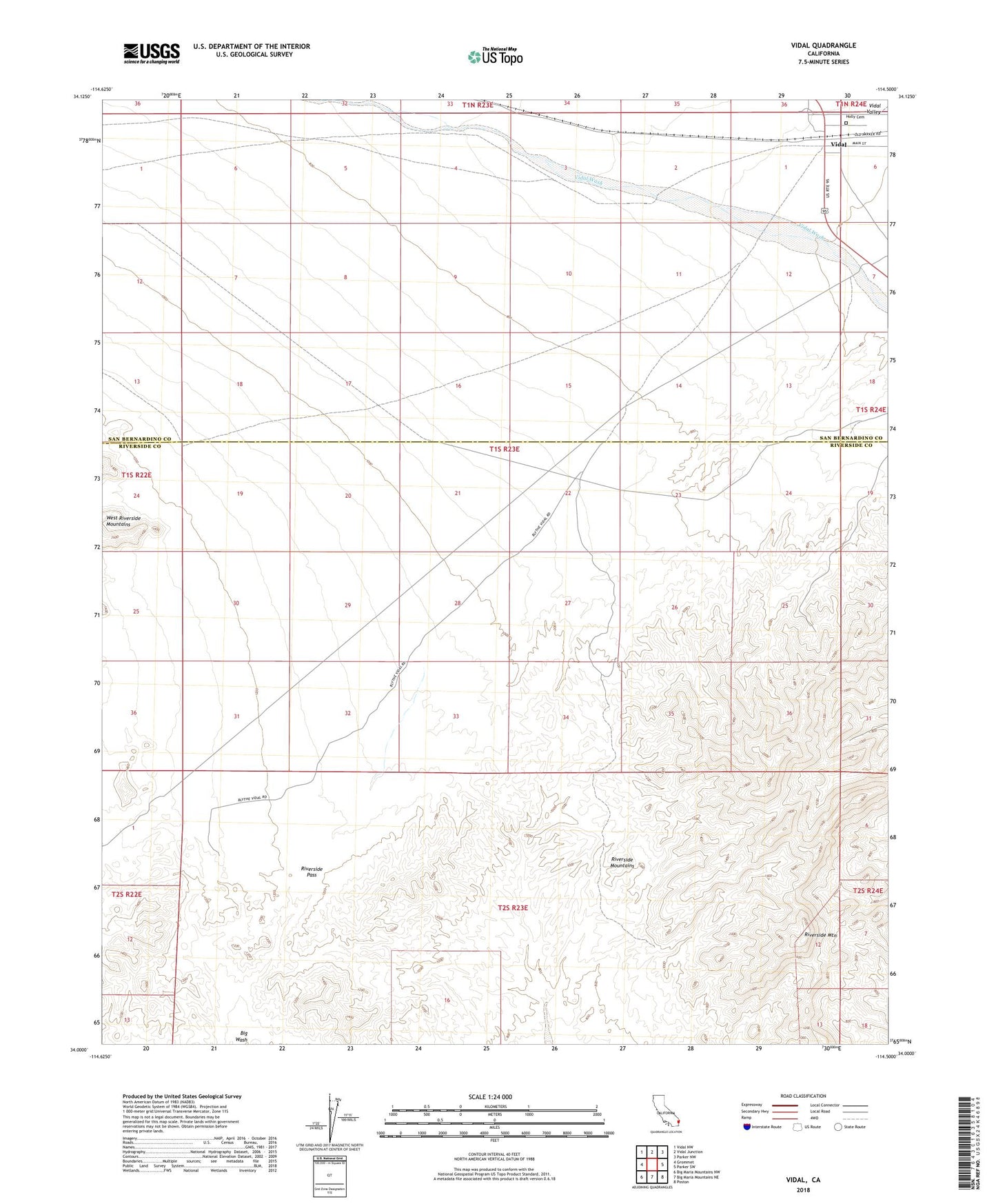 Vidal California US Topo Map Image