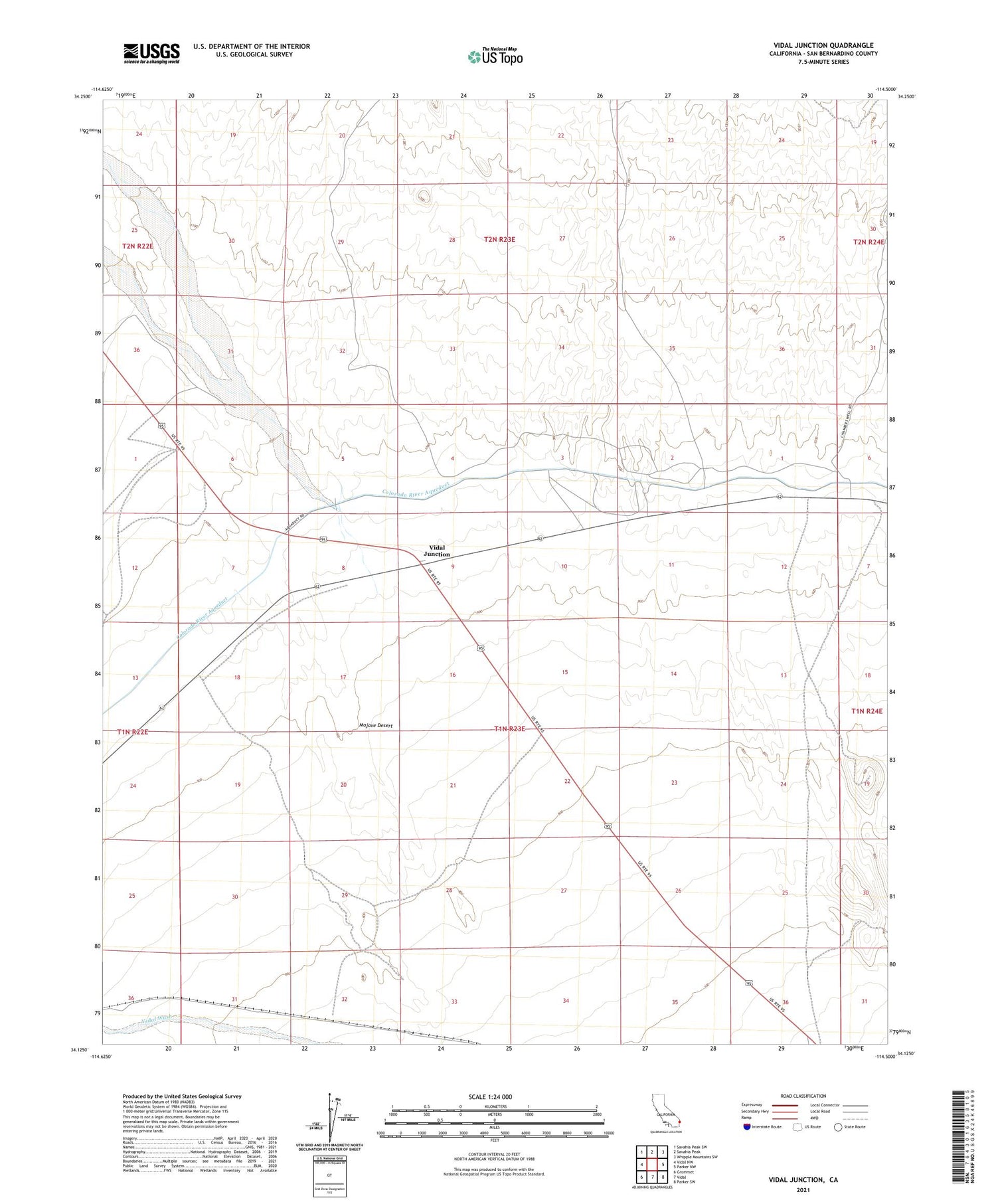 Vidal Junction California US Topo Map Image