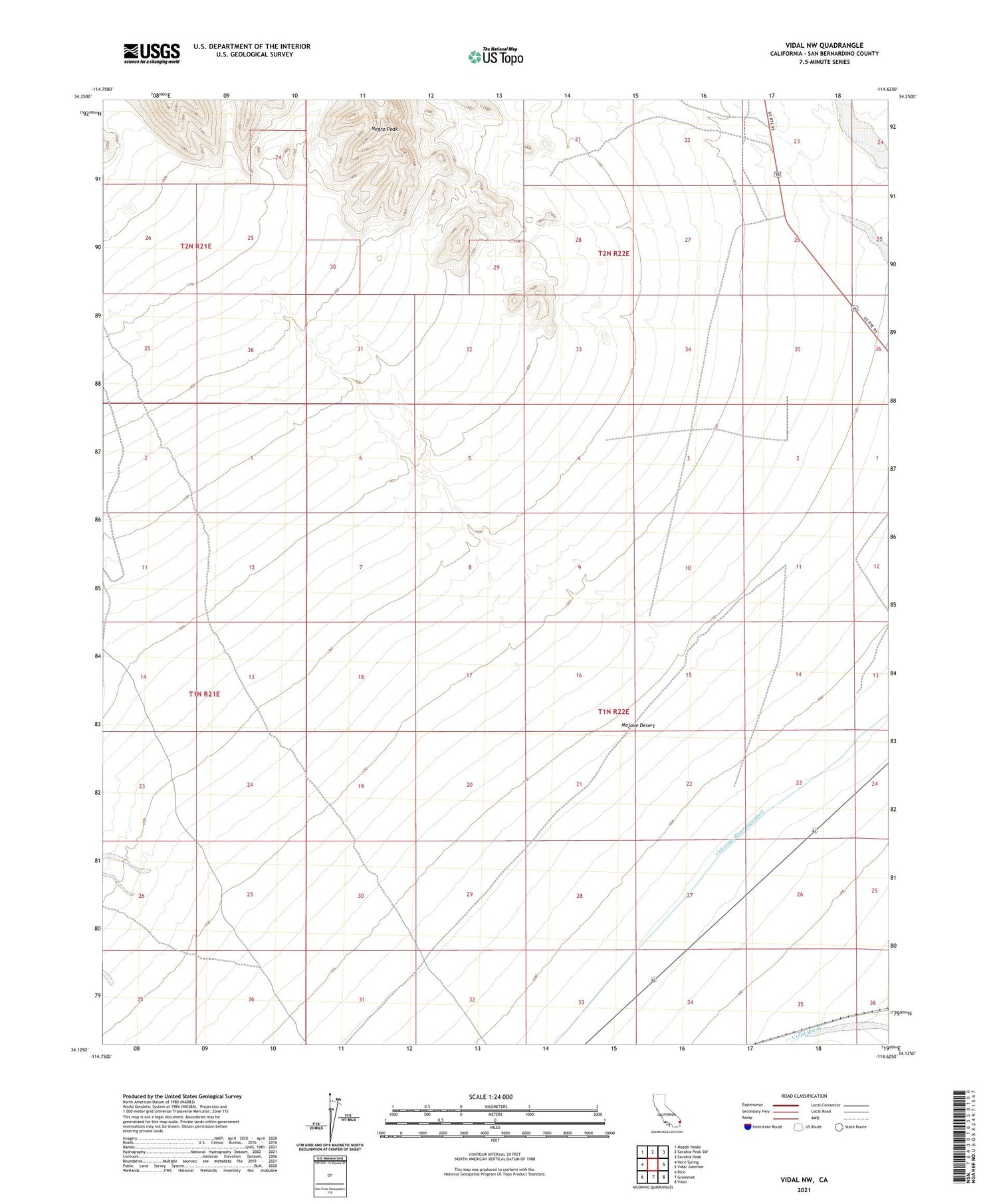 Vidal NW California US Topo Map Image