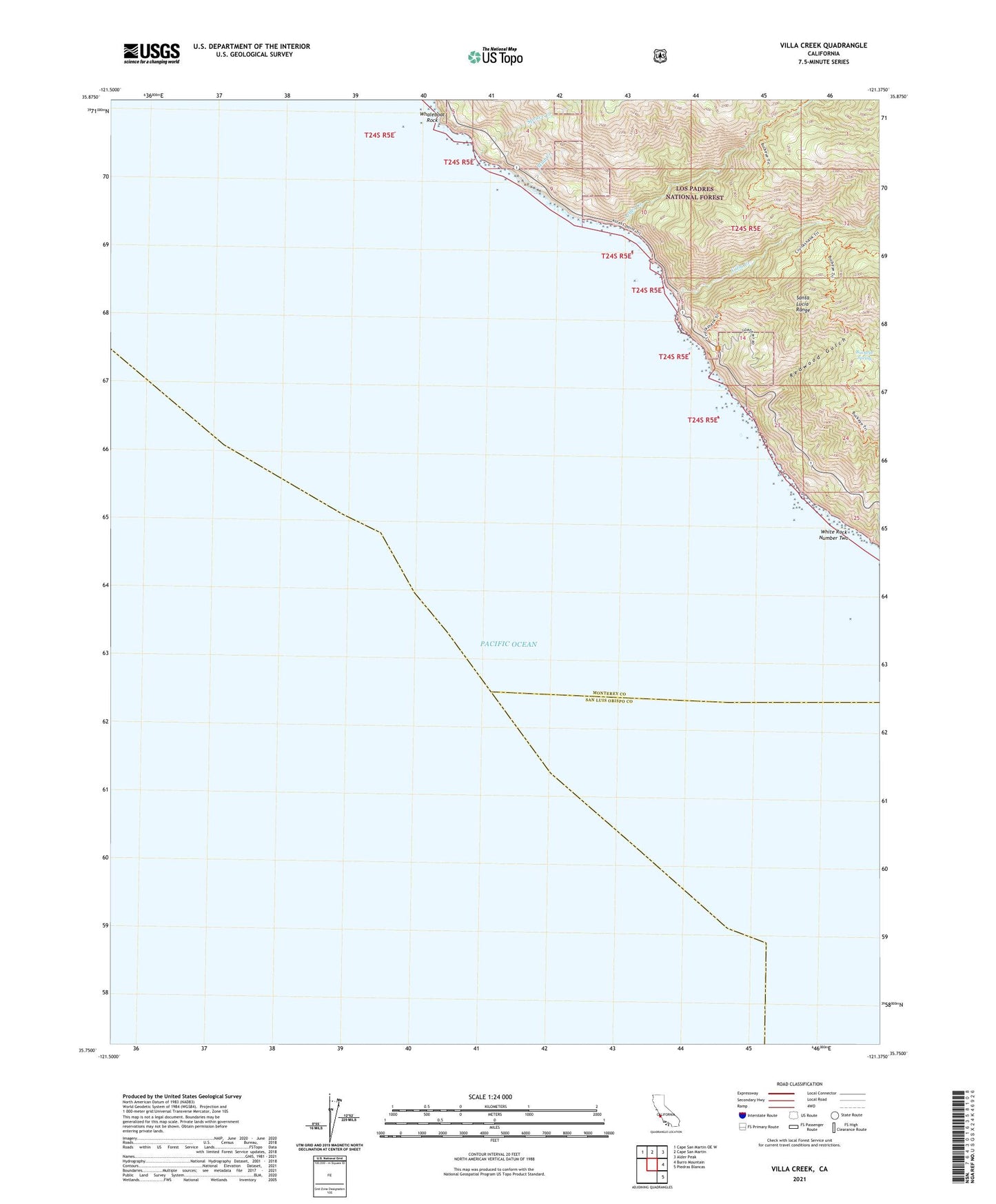 Villa Creek California US Topo Map Image