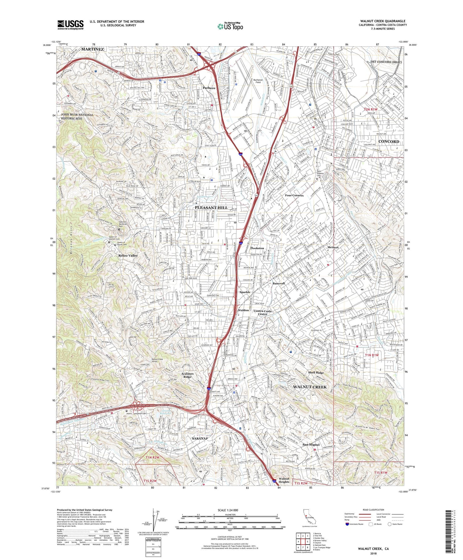Walnut Creek California US Topo Map Image