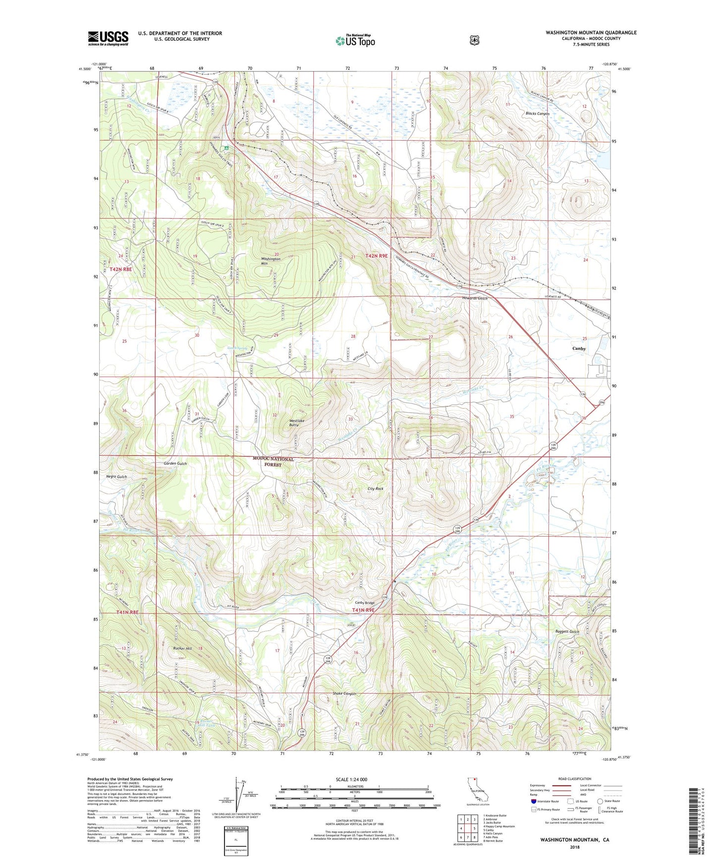 Washington Mountain California US Topo Map Image