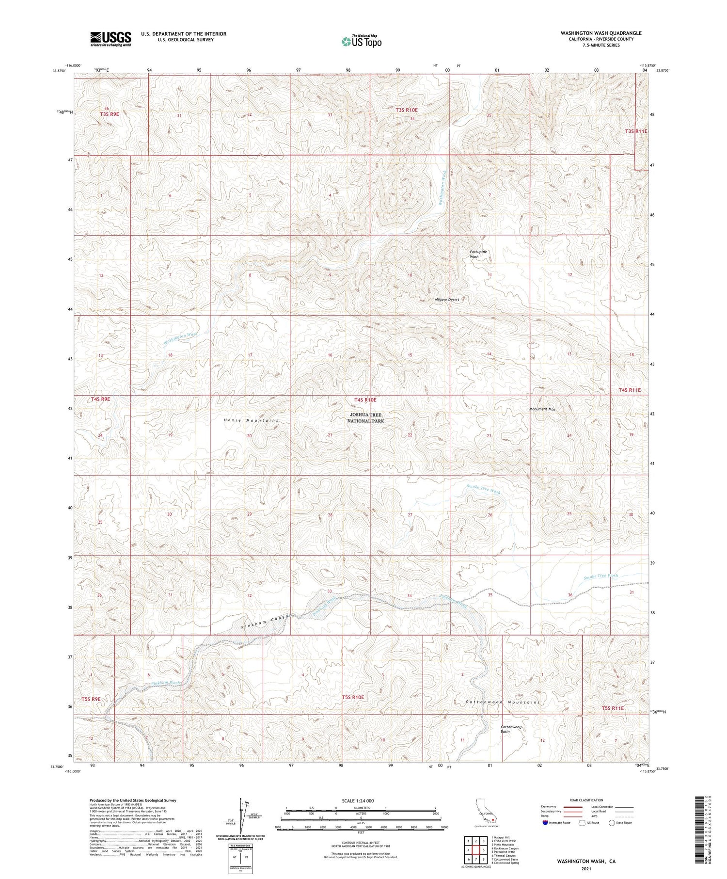 Washington Wash California US Topo Map Image