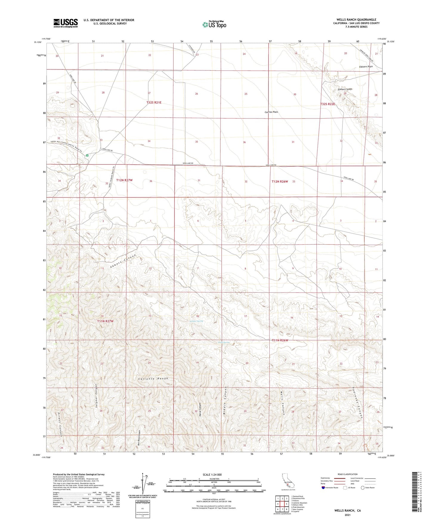 Wells Ranch California US Topo Map Image