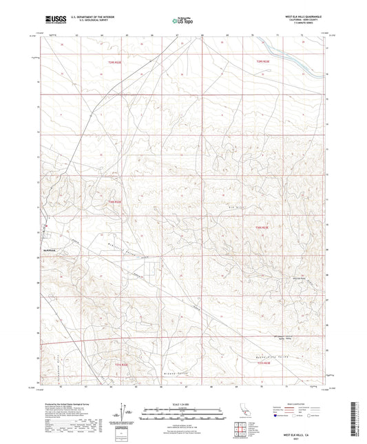 West Elk Hills California US Topo Map Image