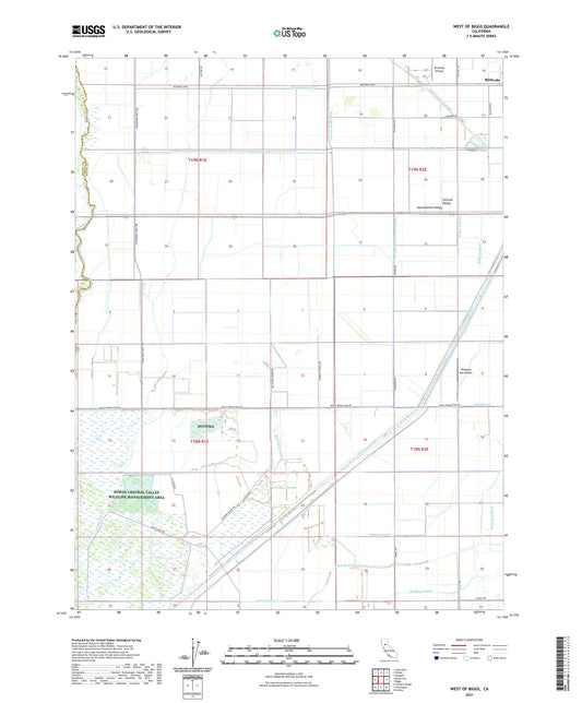West of Biggs California US Topo Map Image