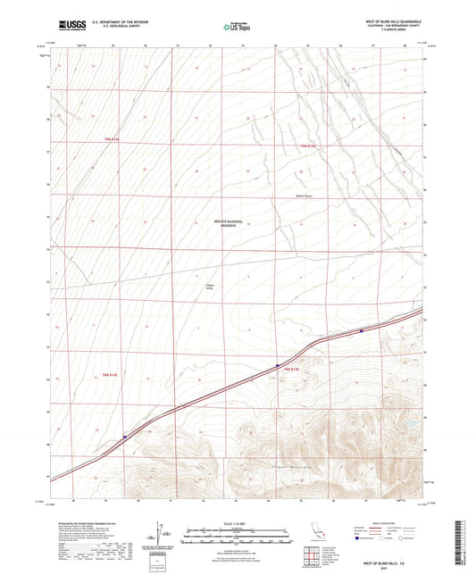 West of Blind Hills California US Topo Map Image