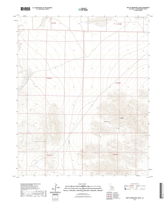 West of Broadwell Mesa California US Topo Map Image