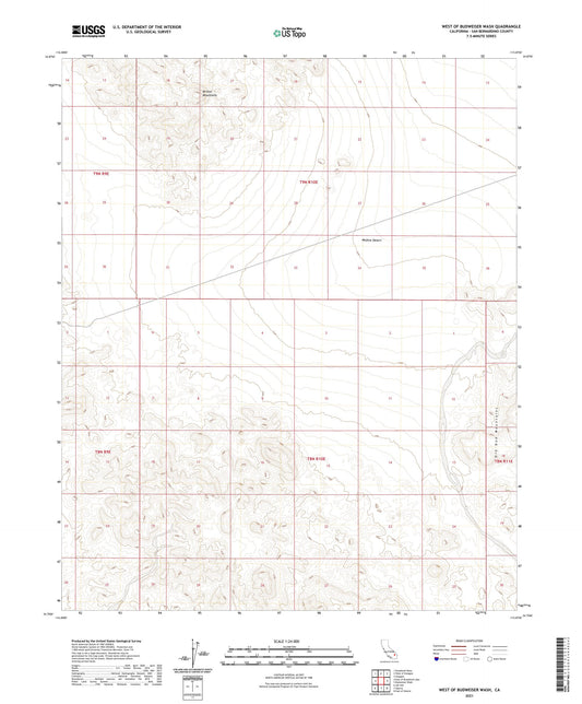 West of Budweiser Wash California US Topo Map Image