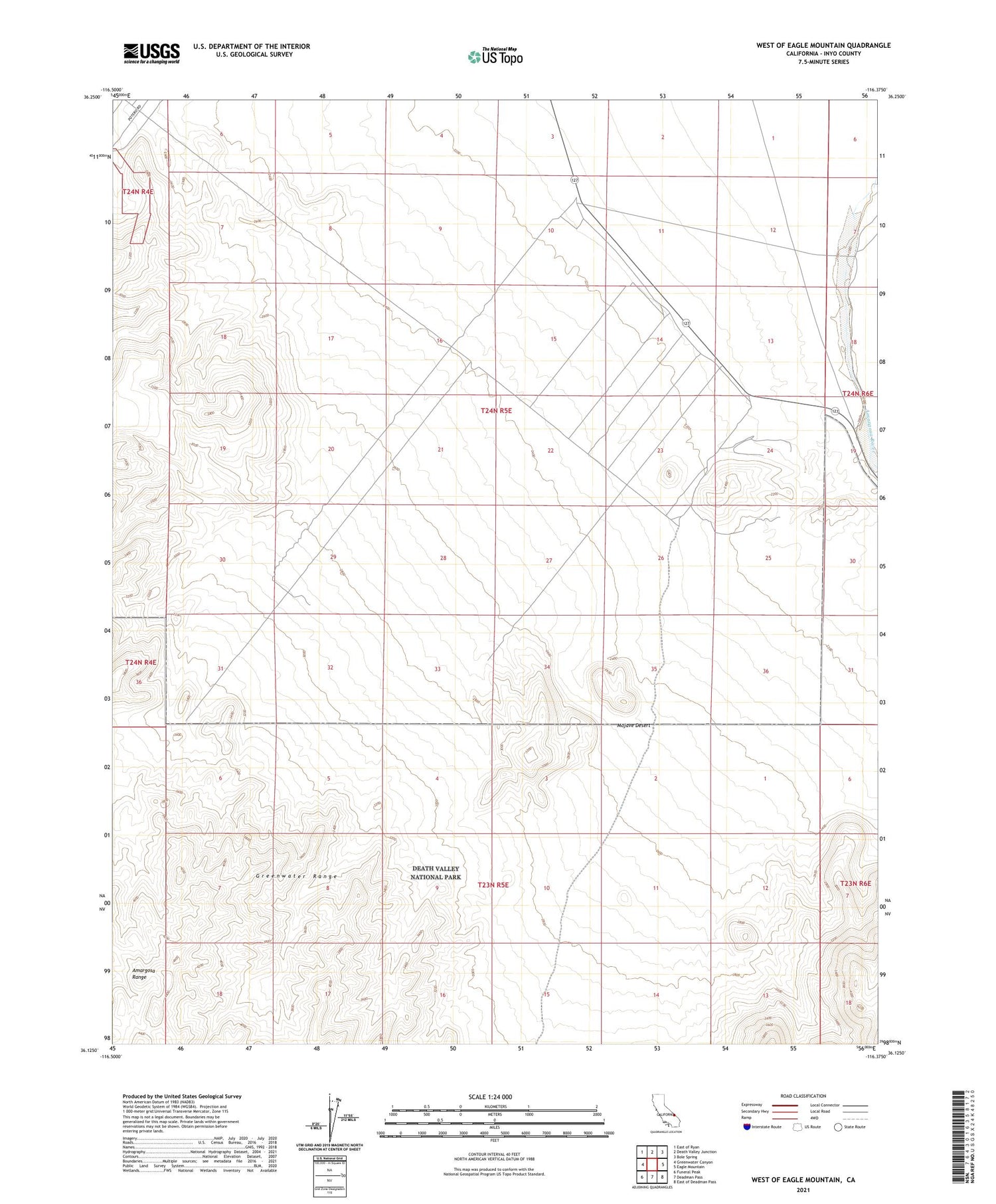 West of Eagle Mountain California US Topo Map Image