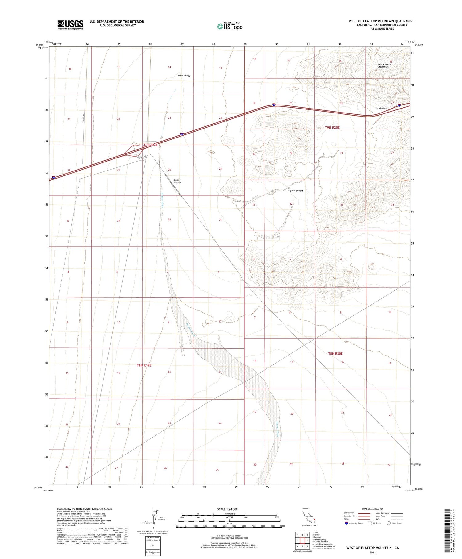 West of Flattop Mountain California US Topo Map Image
