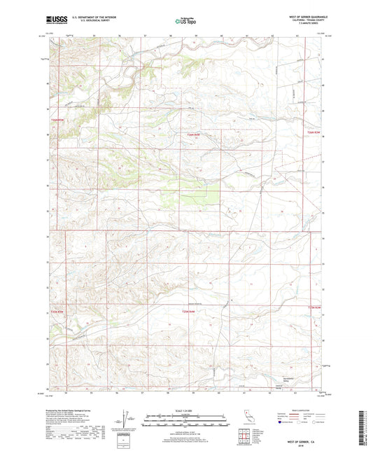 West of Gerber California US Topo Map Image