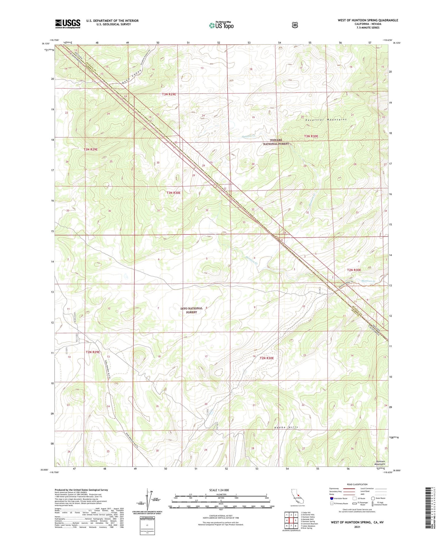 West of Huntoon Spring California US Topo Map Image