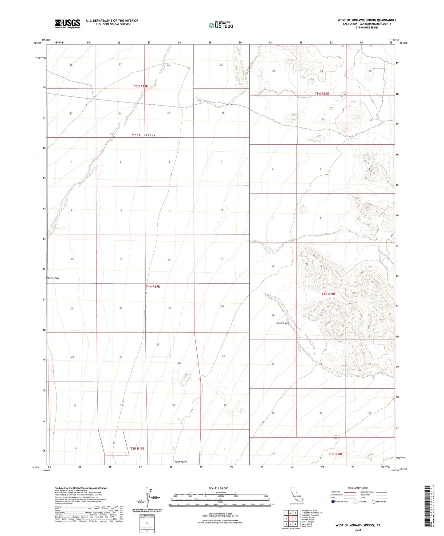 West of Mohawk Spring California US Topo Map Image