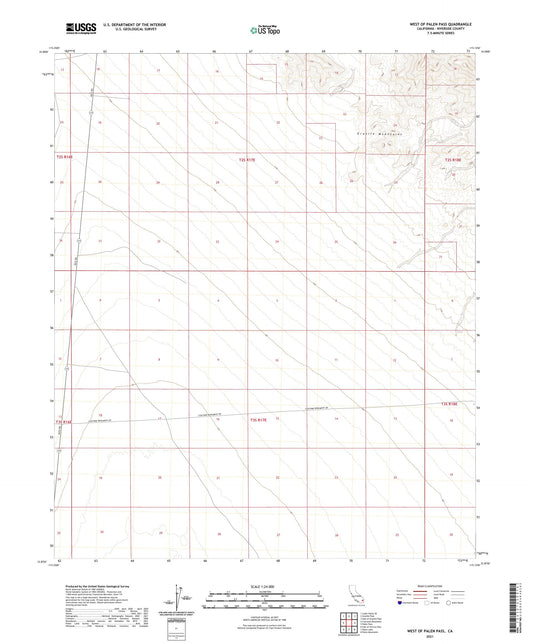 West of Palen Pass California US Topo Map Image